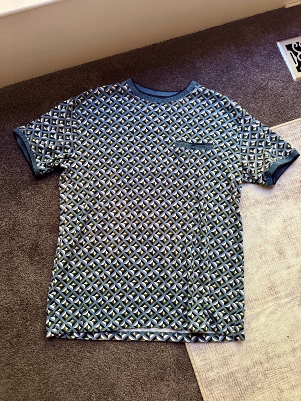 Denim & Flower Ricky Singh Men's S Geometric Print Cotton Short Sleeve T-Shirt